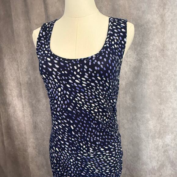 Torrid Super Soft Knits Maxi Scrunch Dress Size 1 (14/16) Navy Blue white Print - Picture 3 of 11